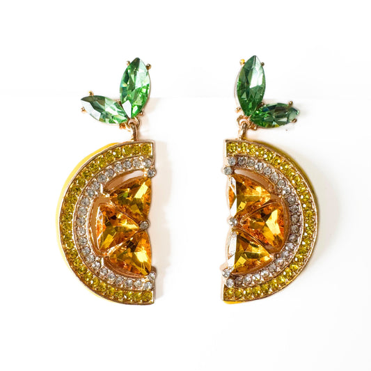 Anais Jewelled Bold Statement Lemon Slice Earrings