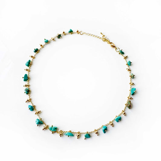 Sirana Green and Turquoise Beaded Choker Necklace