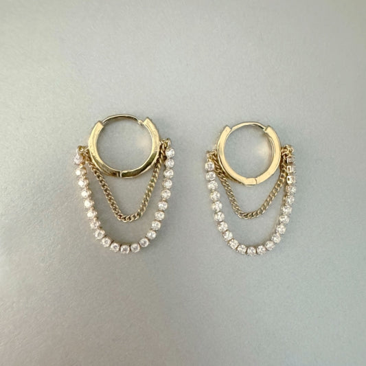 Starlet Double Chain Jewelled Hoop Earrings