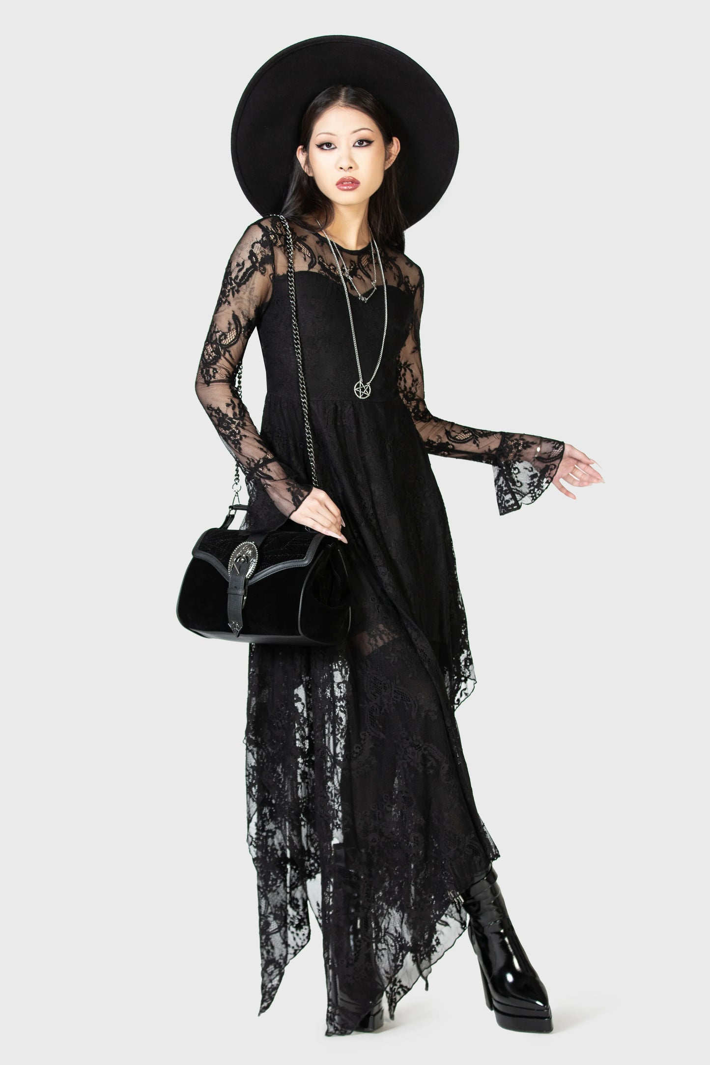 Killstar Lady Arachne Velvet & PU Handbag