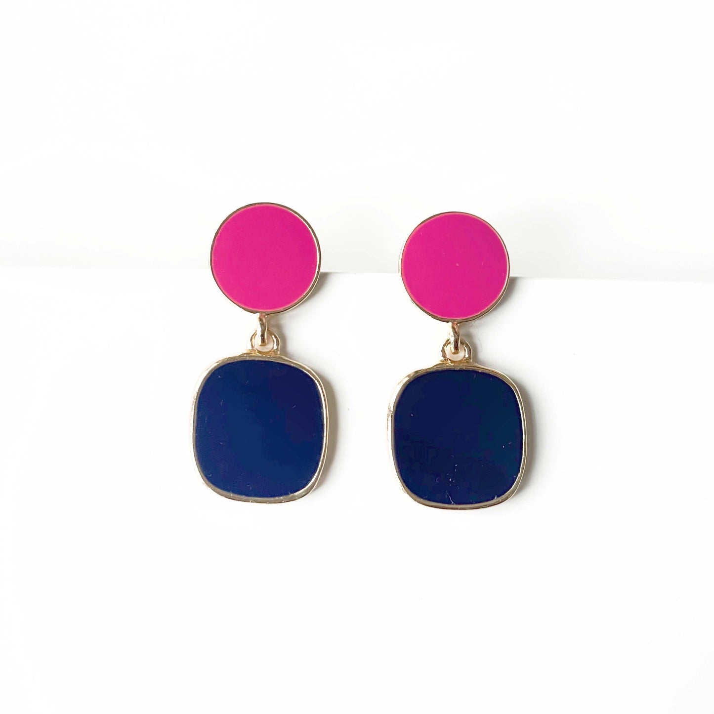 Madison Navy Enamel Drop Earrings