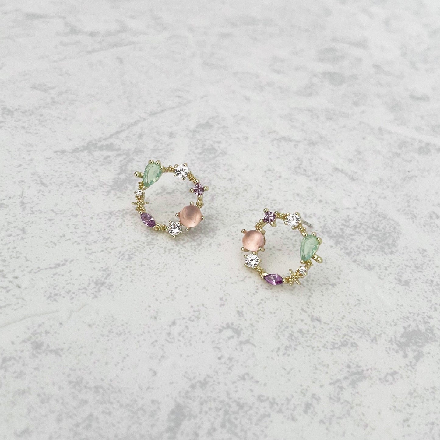 Saffy Blush Jewelled Wreath Studs