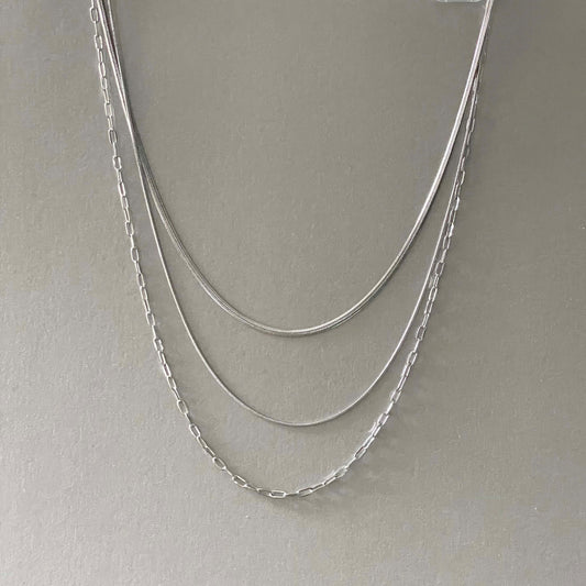 Medea Luxe Silver Plated Triple Layer Necklace