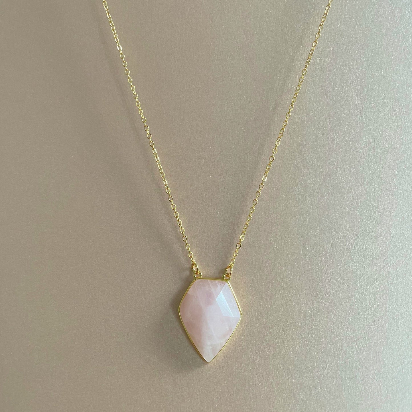 Athena Luxe Faceted Rose Quartz Necklace