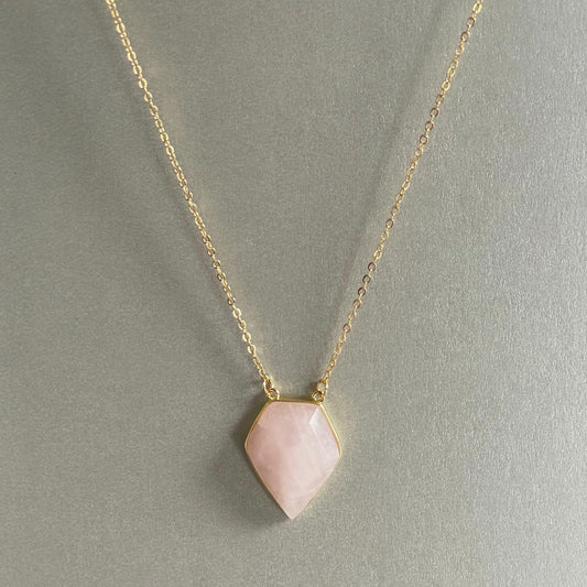 Athena Luxe Faceted Rose Quartz Necklace