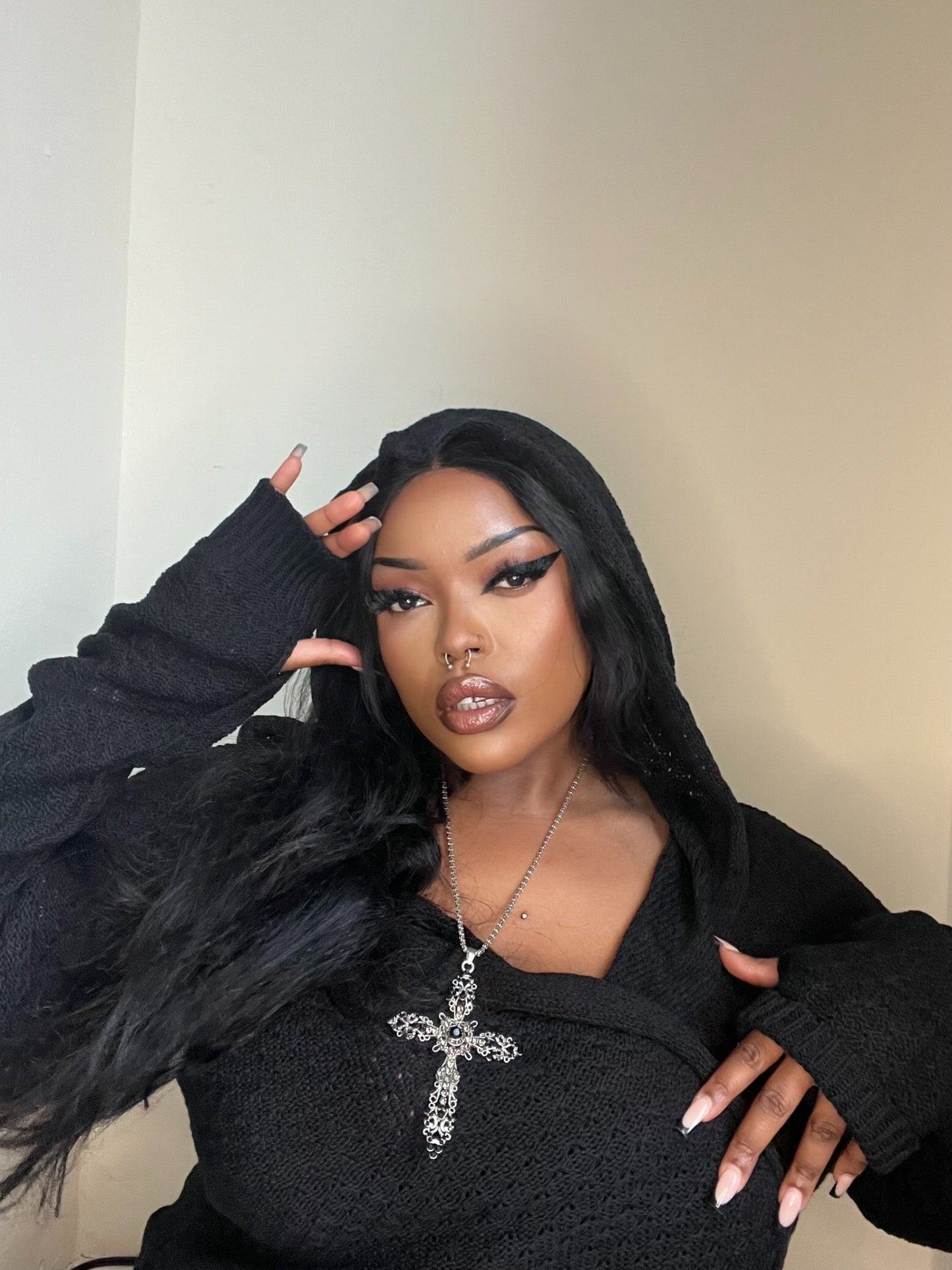 Necessary Evil UK Athena Long Hooded Cardigan