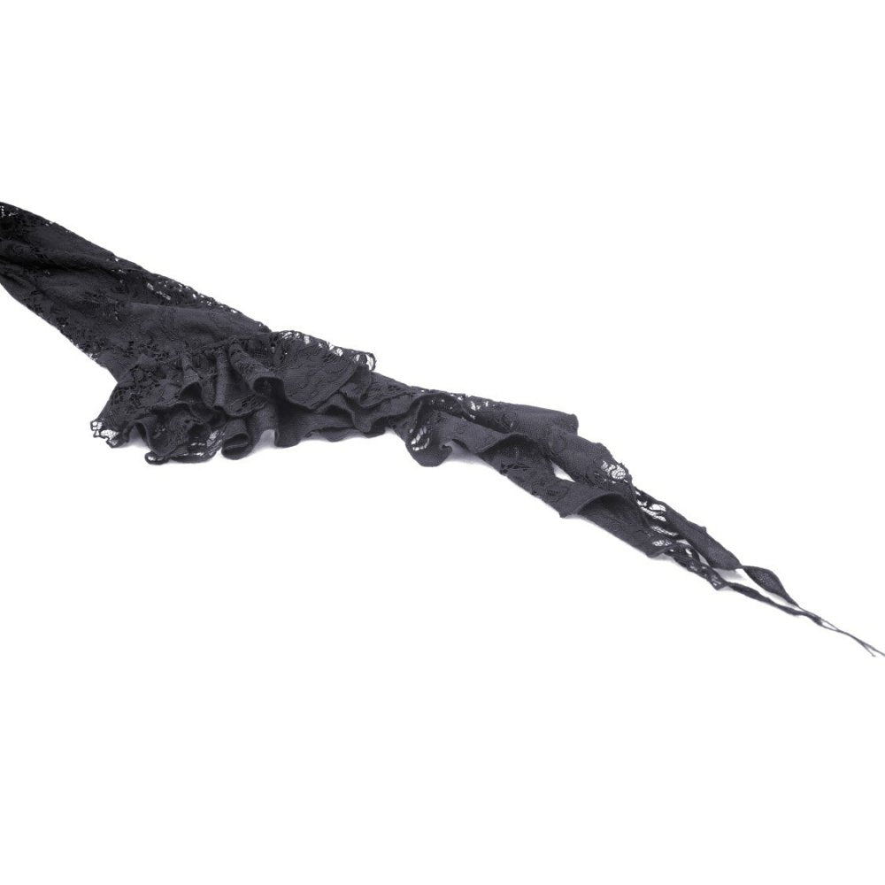 Dark In Love Livvy Lace Coat - Women's Gothic Jacket with Pointed Collar and Ruffles