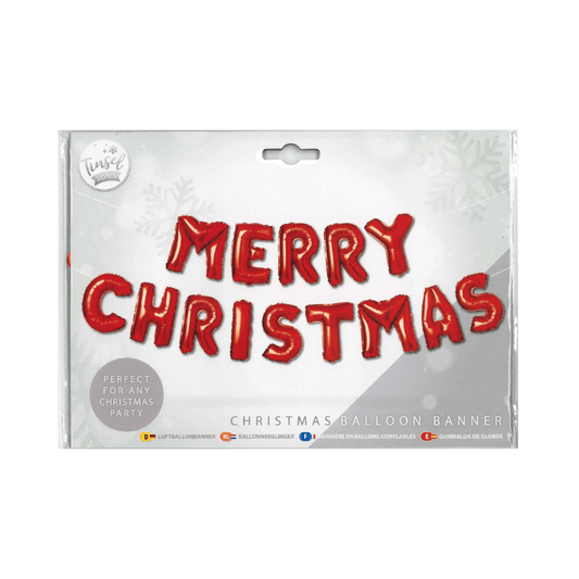 Wholesale Merry Christmas Balloon Banner- Red - (Case of 12)