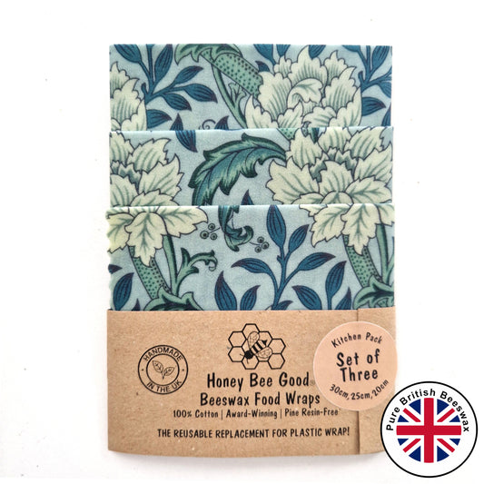*British Beeswax Set of 3 Handmade Beeswax Wraps | William Morris Hammersmith