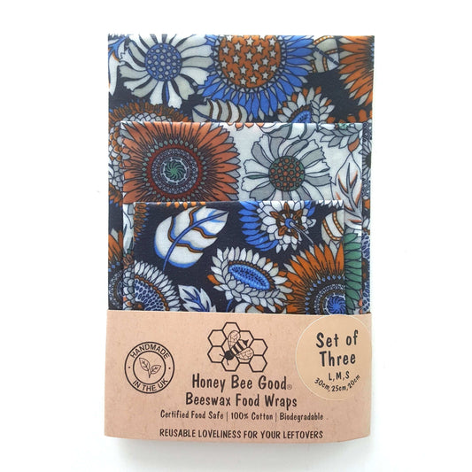 *Set of 3 Handmade Beeswax Wraps | Sunflowers