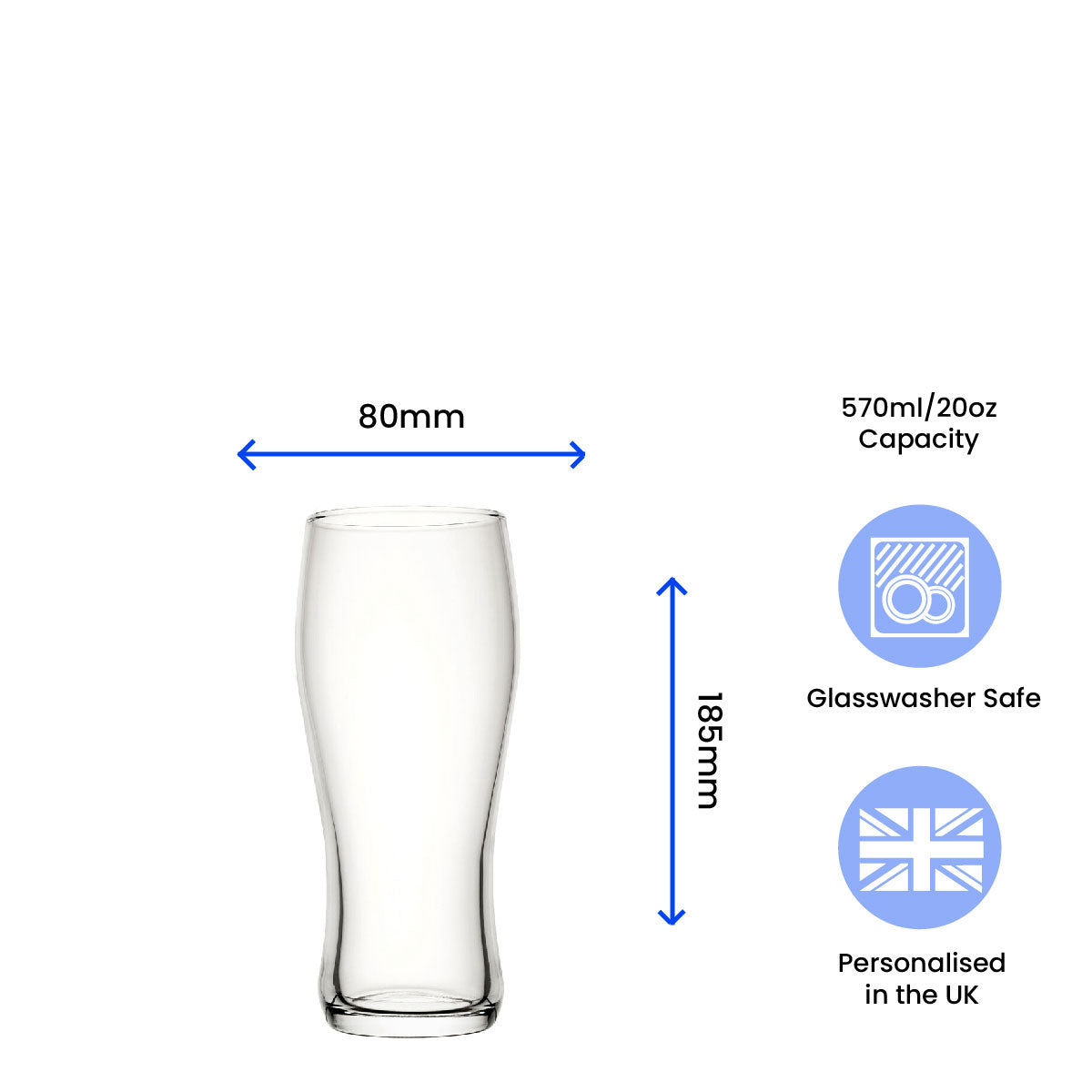 Engraved Pint Glass, Nevis Curved 20oz Beer Glass, Gift Boxed