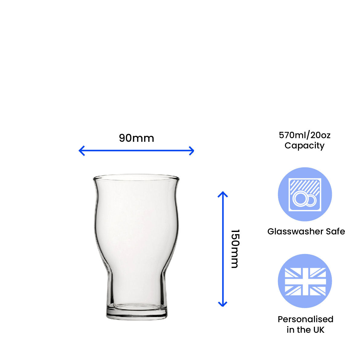 Engraved Pint Glass, Revival 20oz Beer Glass, Gift Boxed