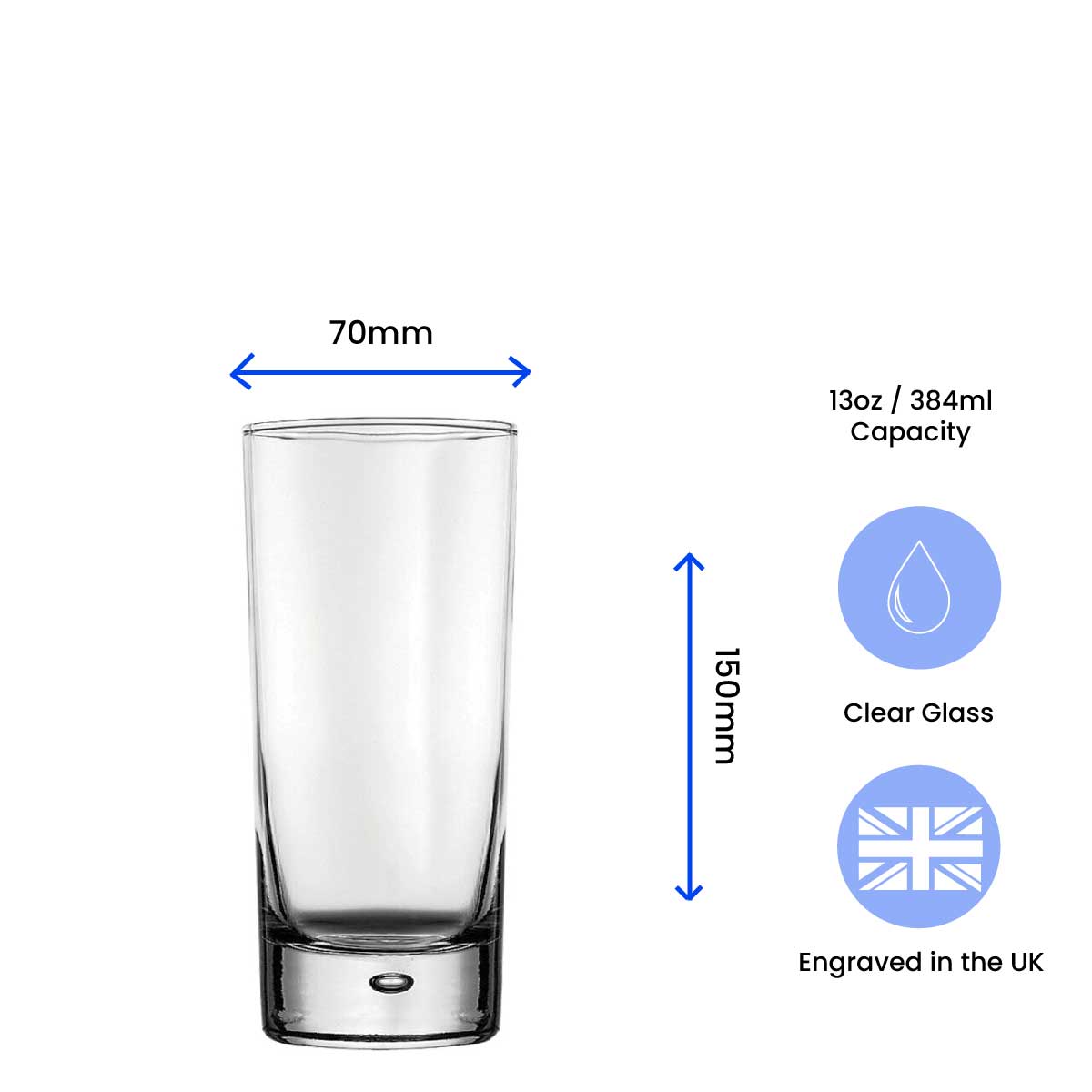 Engraved Bubble Hiball Glass with Daddy Est. Date design