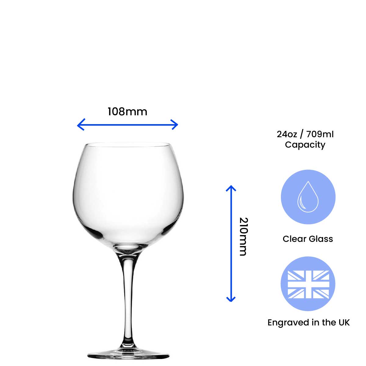 Engraved Primeur Gin Balloon Glass with Line Break Design, Personalise with Any Name and Message