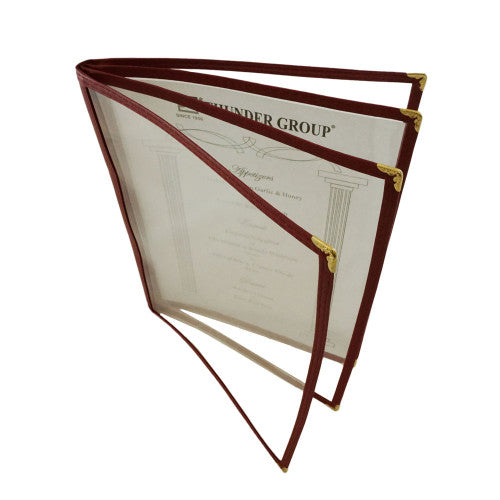 4 Page Book Fold Maroon Menu Cover 216mm x 279mm