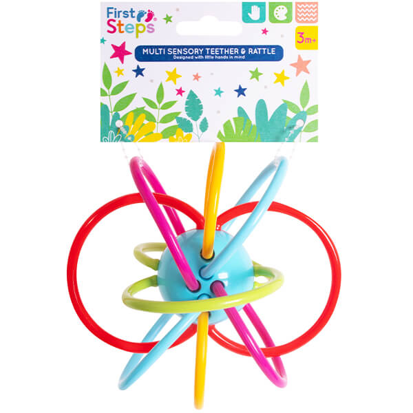 Babies Colourful Multi-Sensory Loop Rattle and Teether Toy