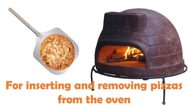 12" Aluminium Pizza Peel with Wooden Handle - Overall Length 35 Inches