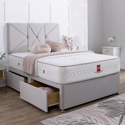 Prague Divan Bed Set with Button Headboard