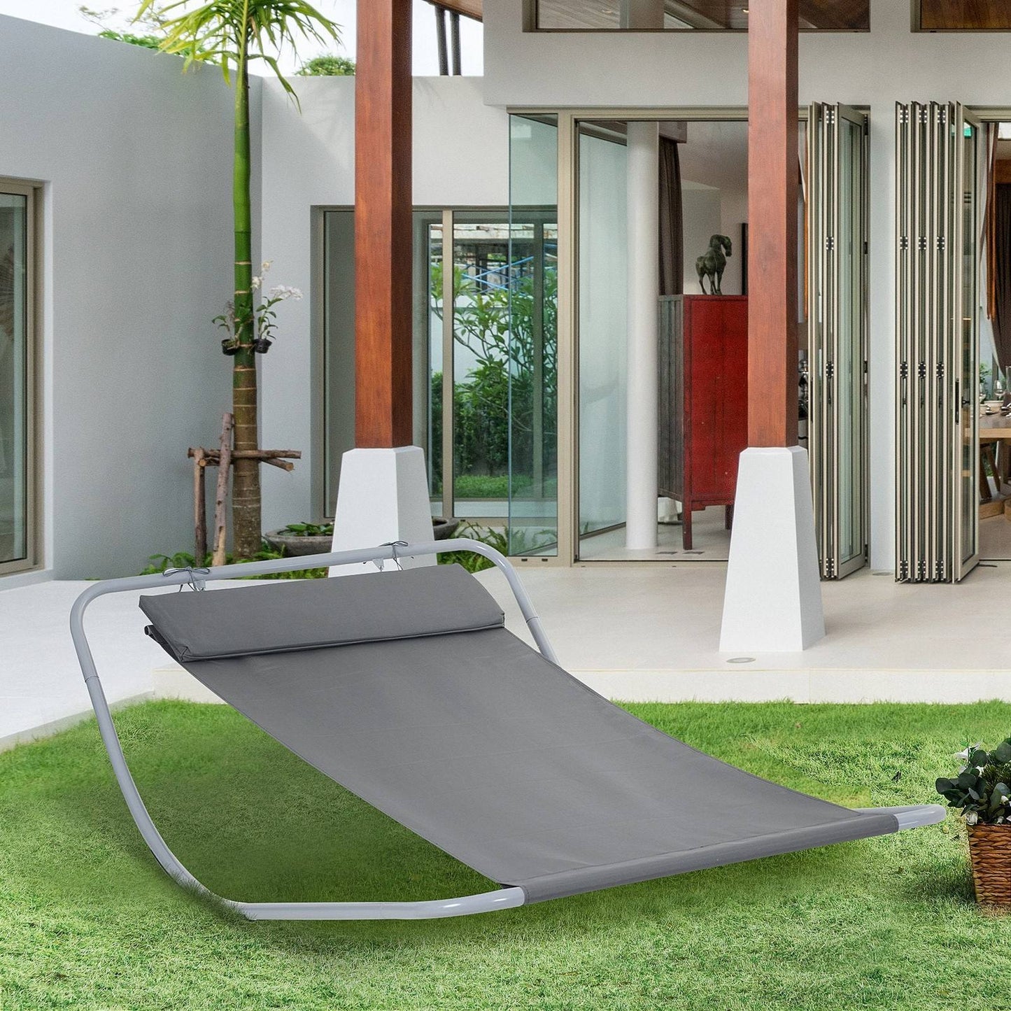 Rocking Swing Relaxing Day Bed Outdoor Single Sun Lounger Hammock - Grey