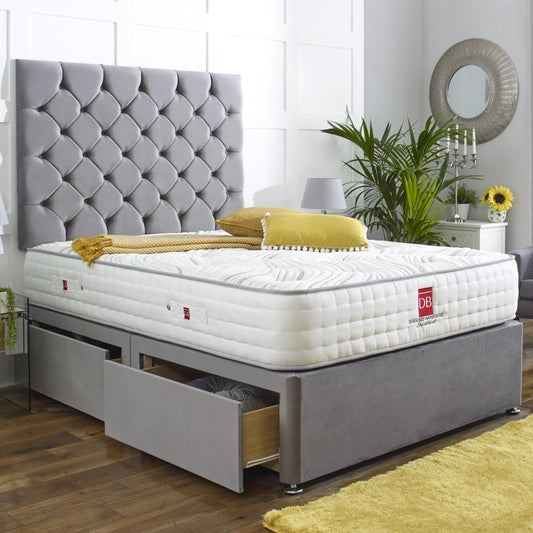 Royal Chester Divan Bed Set with Tall Button Headboard