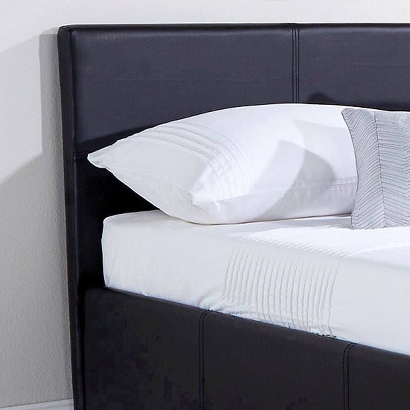 Winston Double Ottoman Bed Faux Leather Black 5 x 7ft