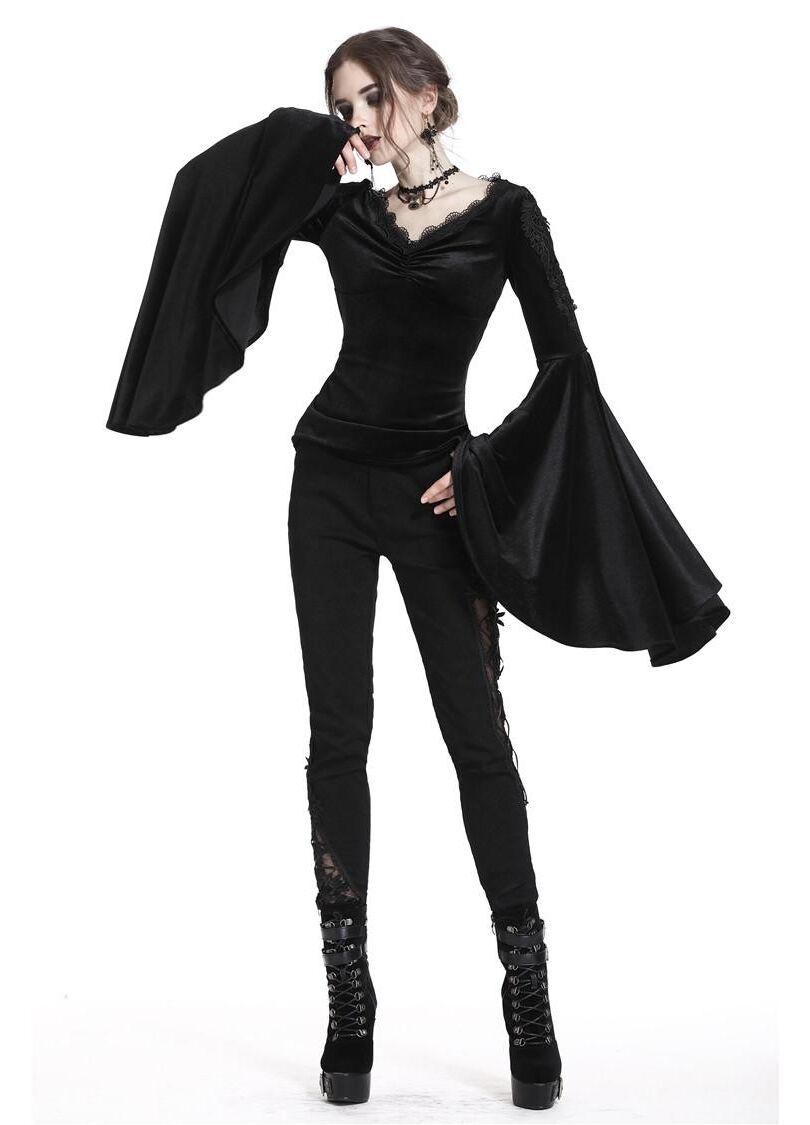Dark In Love Violet Black Velvet Top
