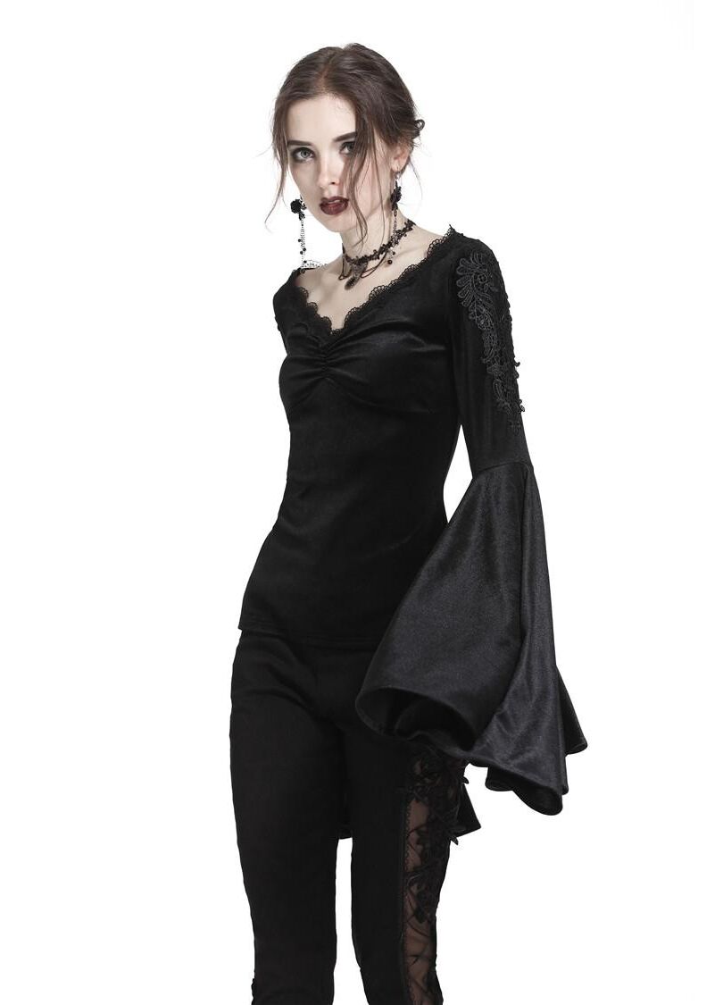 Dark In Love Violet Black Velvet Top