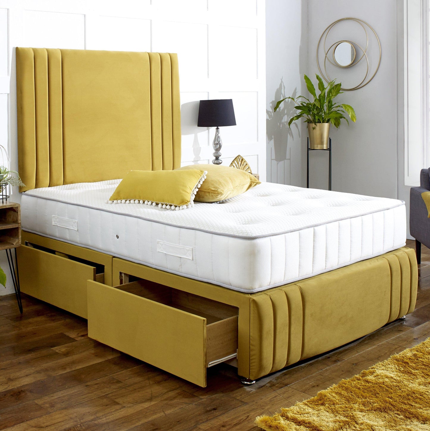 Naples Divan Bed Set with Tall Headboard and Footboard