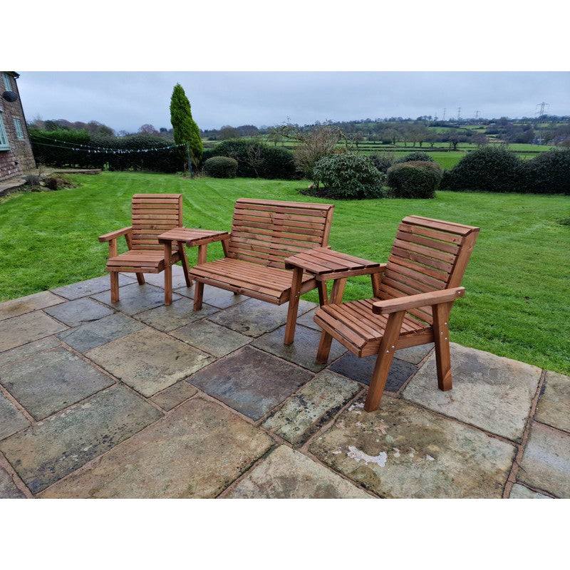 Swedish Redwood Angled Garden Tete a Tete by Croft - 4 Seat