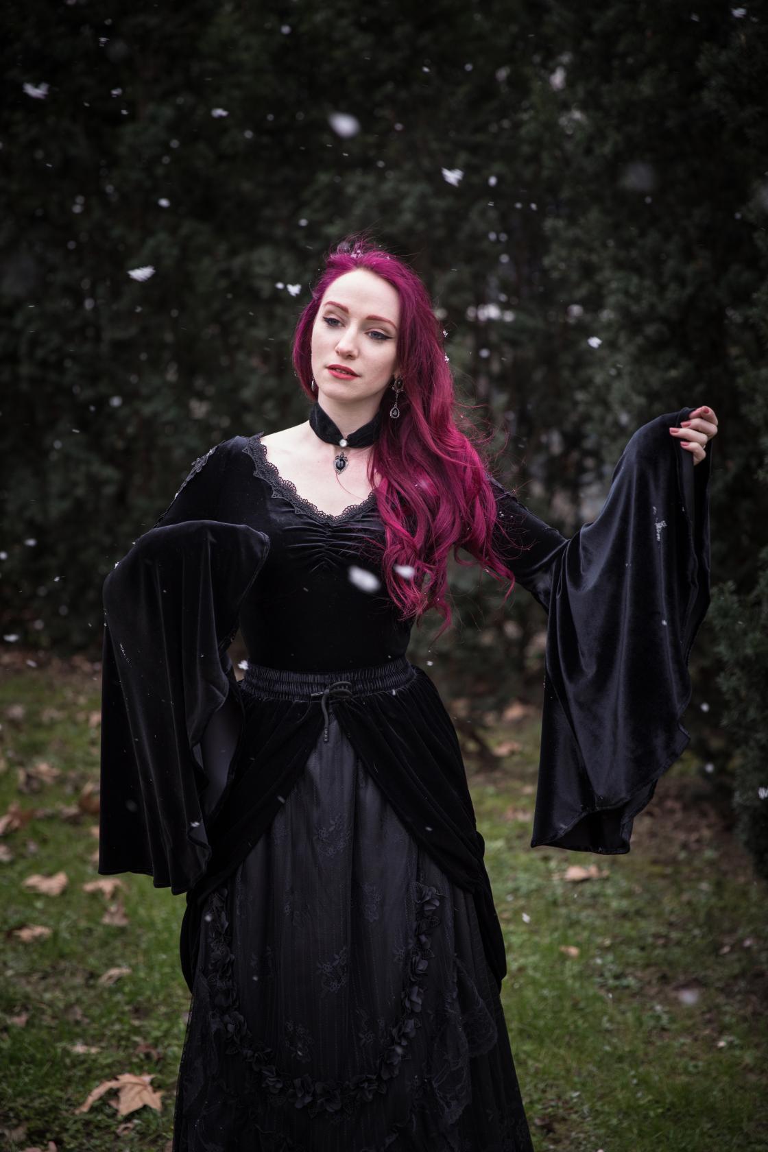 Dark In Love Violet Black Velvet Top