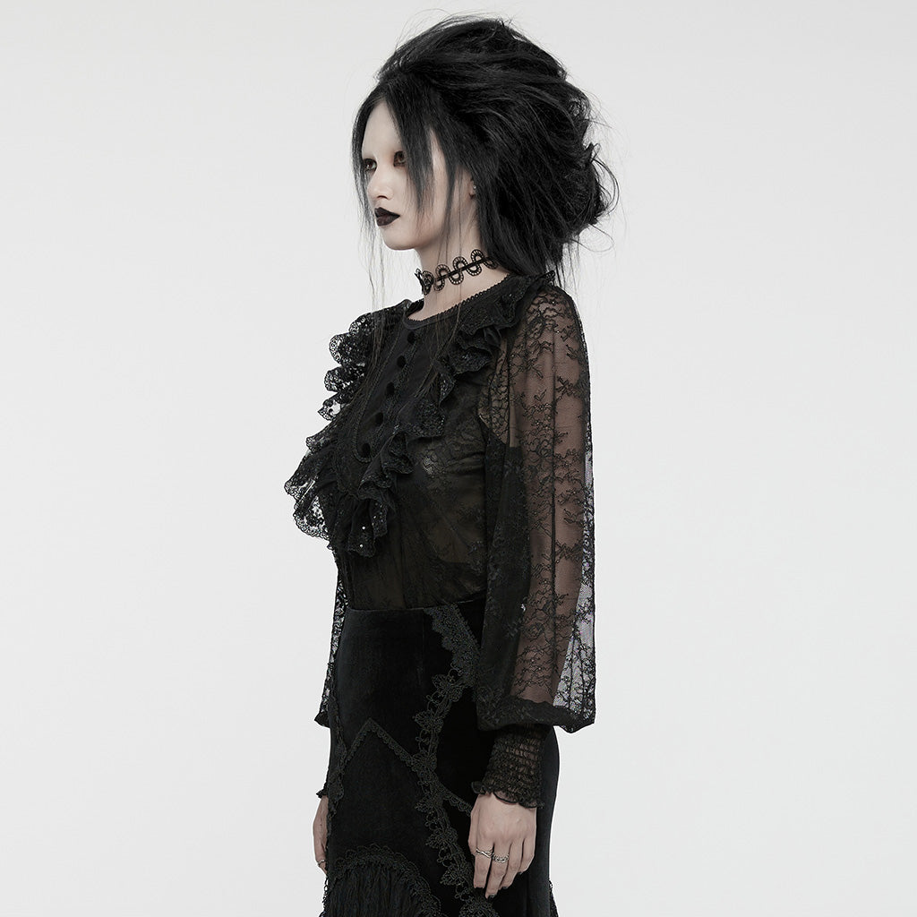 Punk Rave Demille Sequinned Lace Blouse