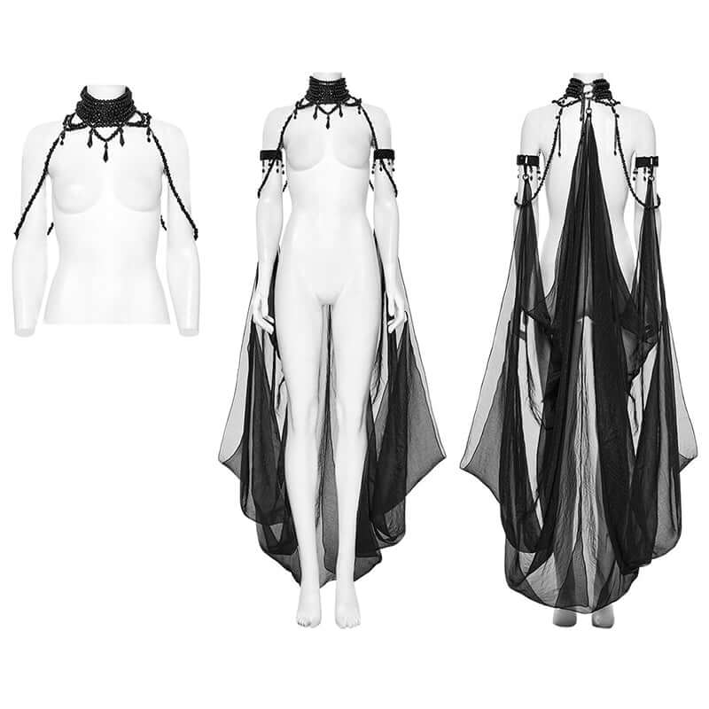 Punk Rave Dark Night Vampire Cloak in Black
