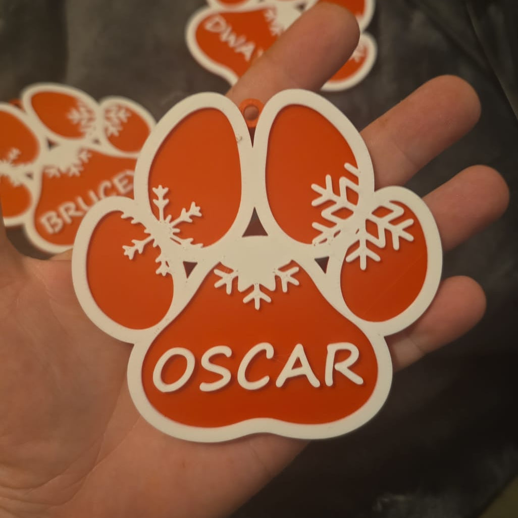 Personalized Pet Paw Bauble β Custom Christmas Ornament
