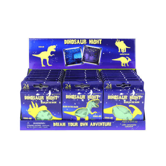 Wholesale Glow In The Dark Dinosaur Stickers - (CDU of 24)