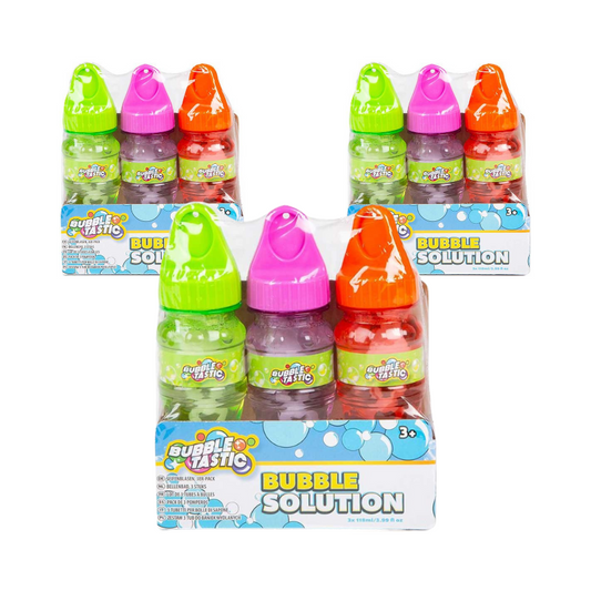 Wholesale 3 Pack Of Bubble Solution With Bubble Wands - (Case of 12)