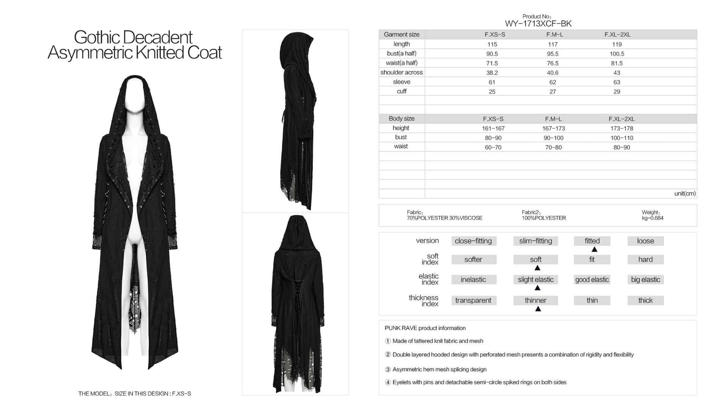 Punk Rave Bexley Decadent Asymmetric Knitted Coat