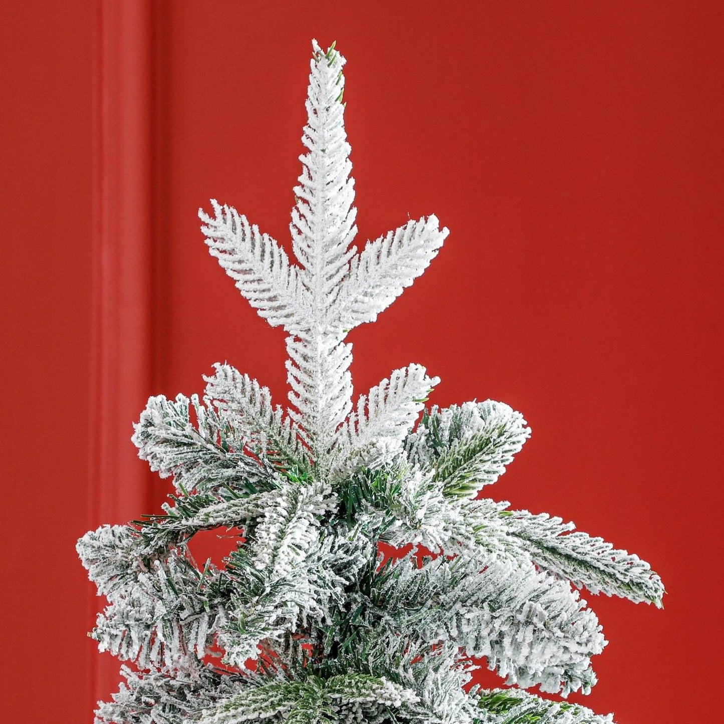 6ft Slim Christmas Tree Artificial - White Frosted Green Slim 600 Tips