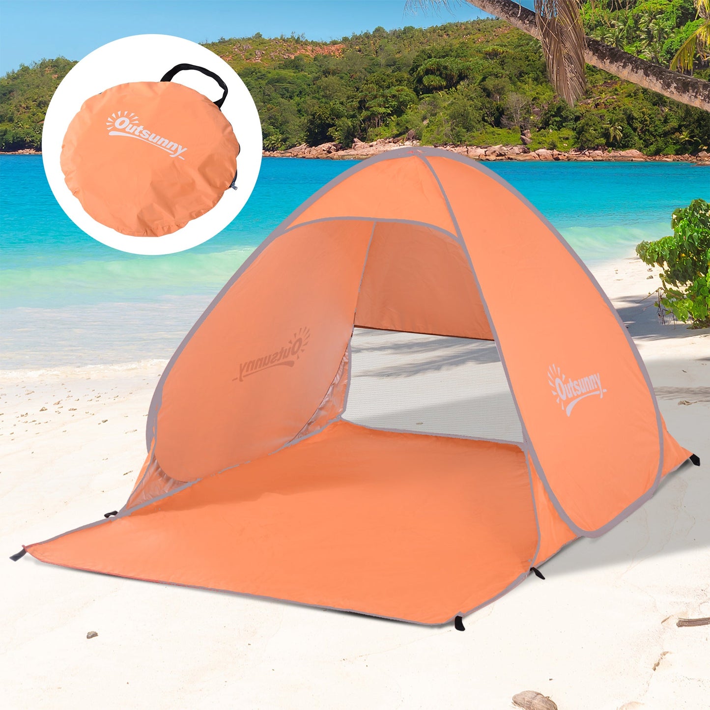 2 Person Pop Up Uv Shelter Shade-Orange