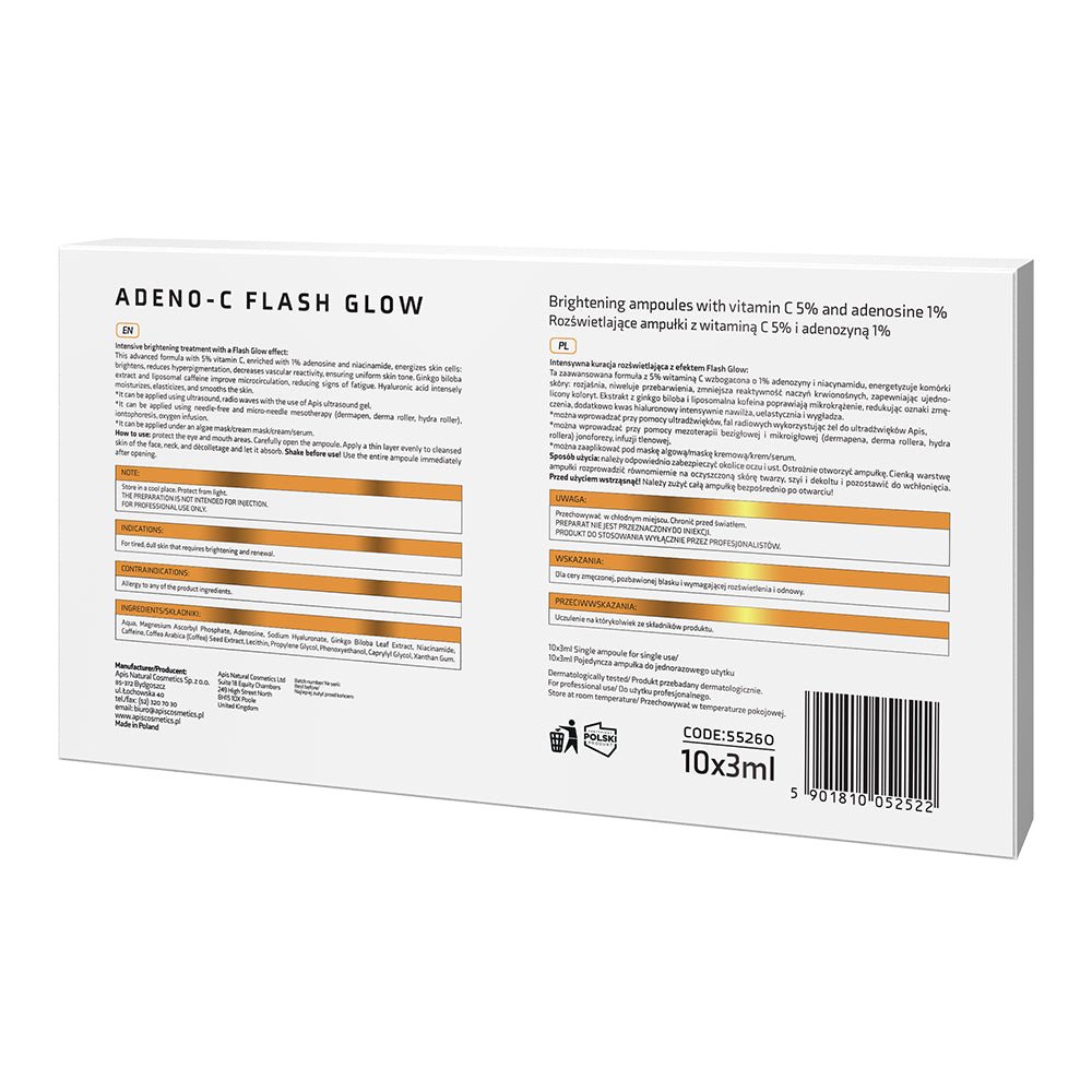 ADENO-C Flash Glow - Brightening Ampoules with vitamin C 5% & adenosine 1% 10x3ml