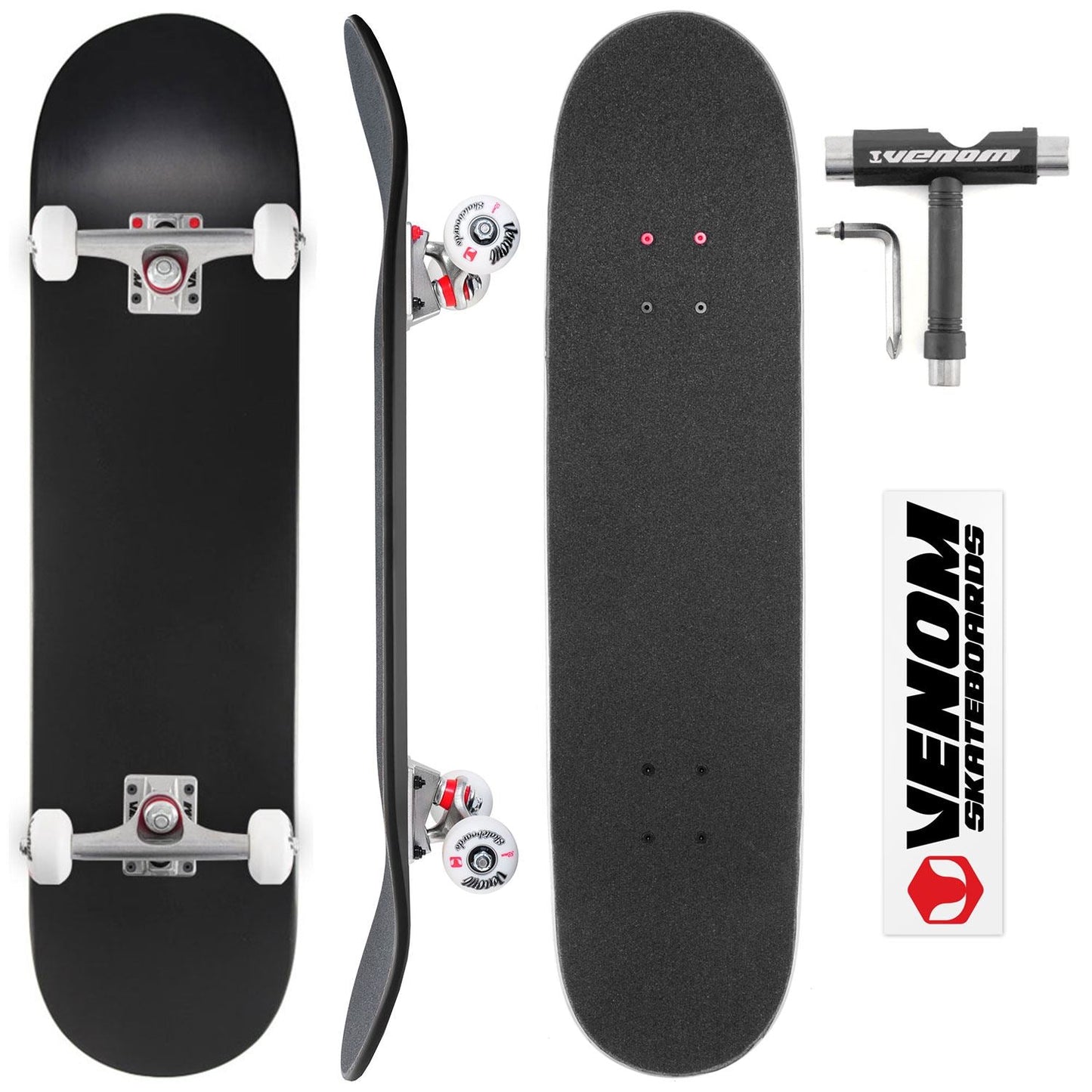 Venom Core Complete Built Skateboard - Matt Black/Raw - 8.0"