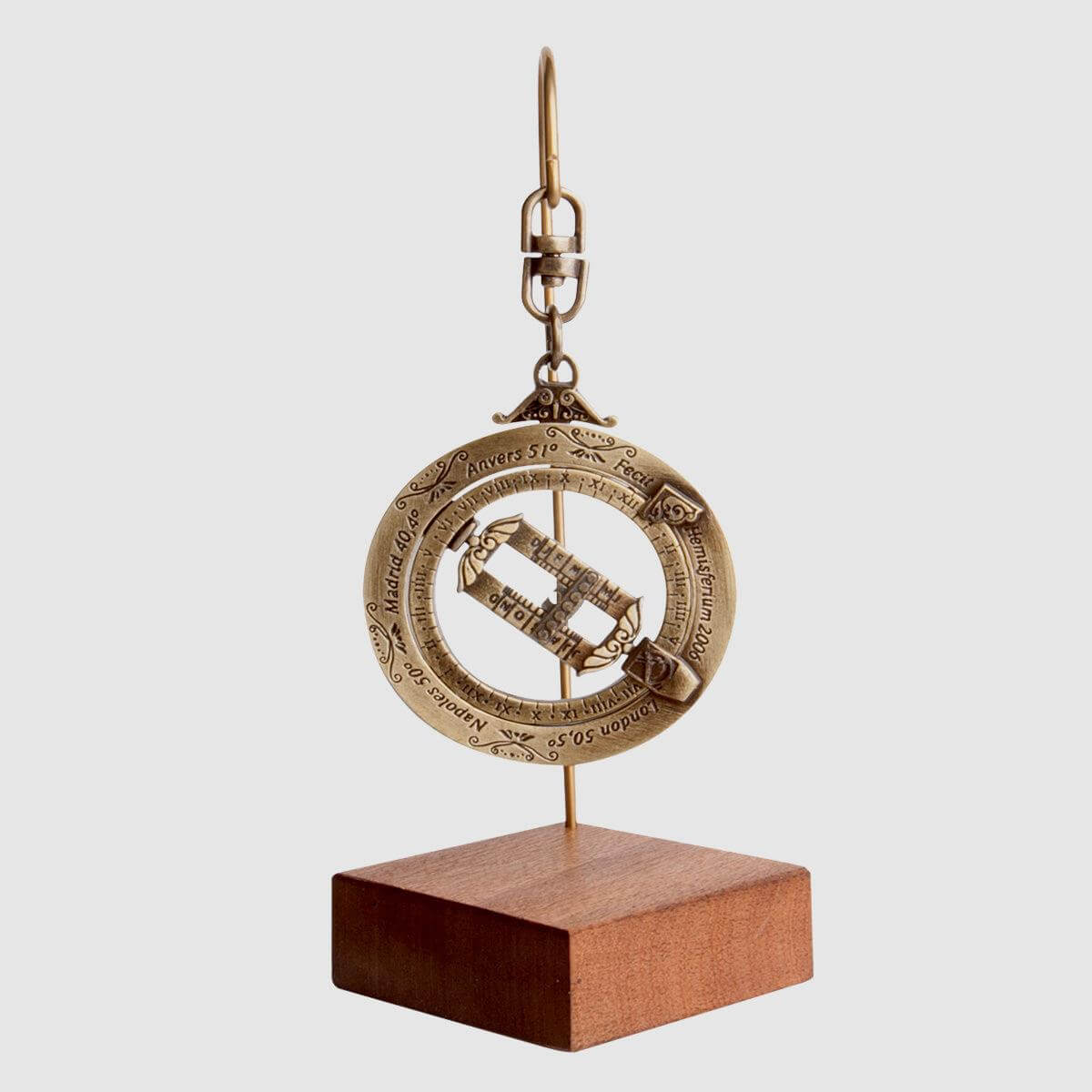 Hemisferium Miniature Astronomical Ring Dial - Piece on stand