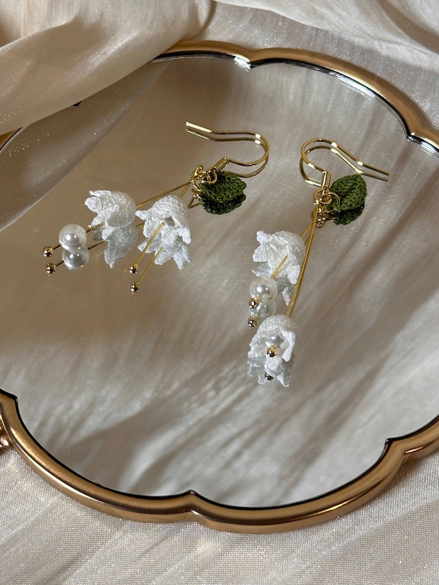Lily of Valley Micro Crochet Earrings