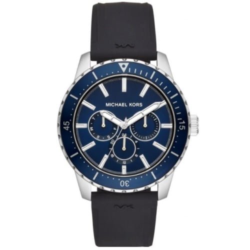 Michael Kors MK7160 Men's Cunningham Black Silicone Blue Dial 44mm Watch
