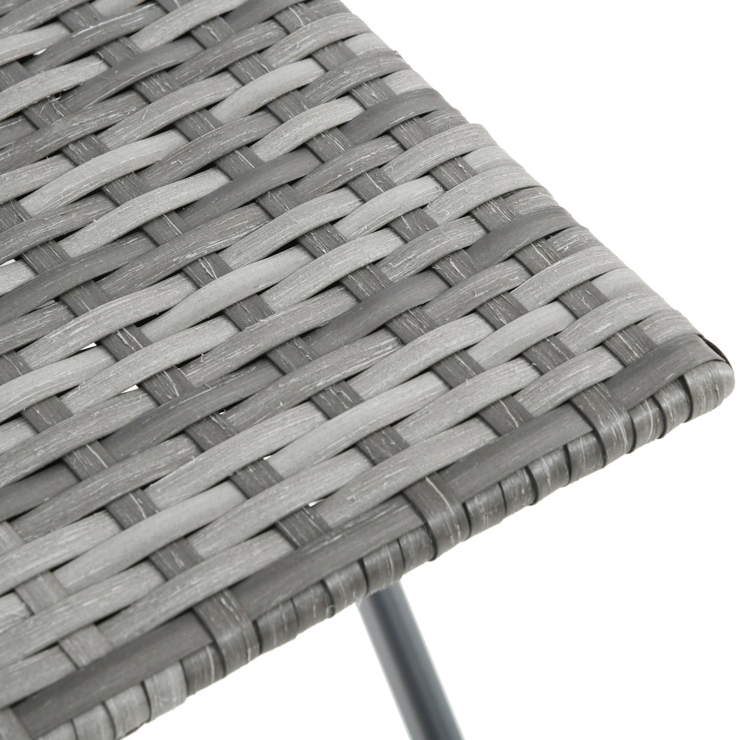 2 Seater Chair Bistro Set Garden Patio Table & Chair Black Rattan Furniture Grey