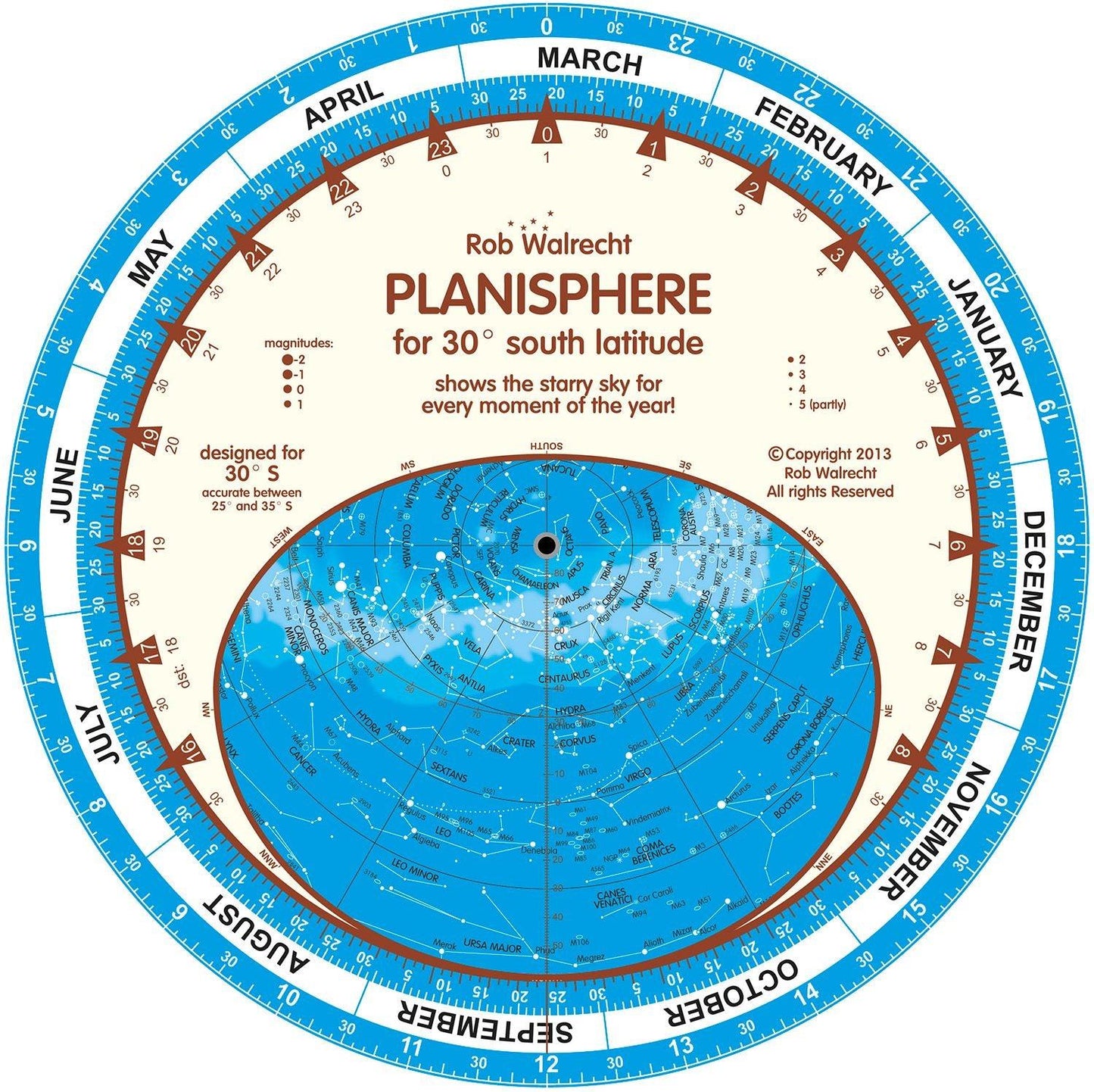 English Planisphere for 30° South