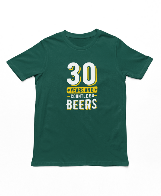 30 Years & Countless Beers Adults T-Shirt