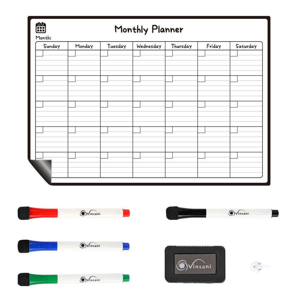 Monthly Magnetic Memo Notes Whiteboard for Home Office Task - A3