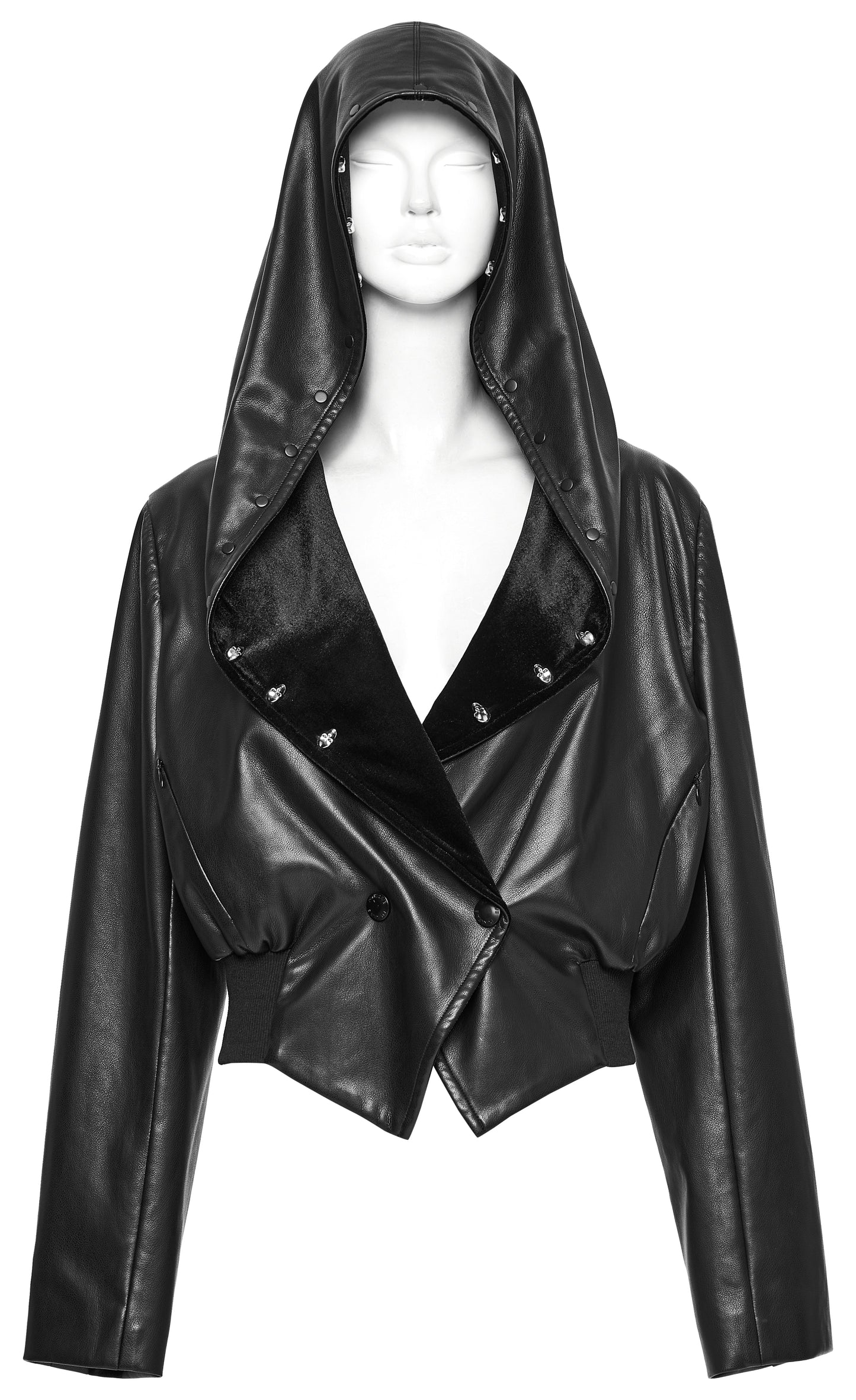 Punk Rave Nyx Hooded Faux Leather Jacket