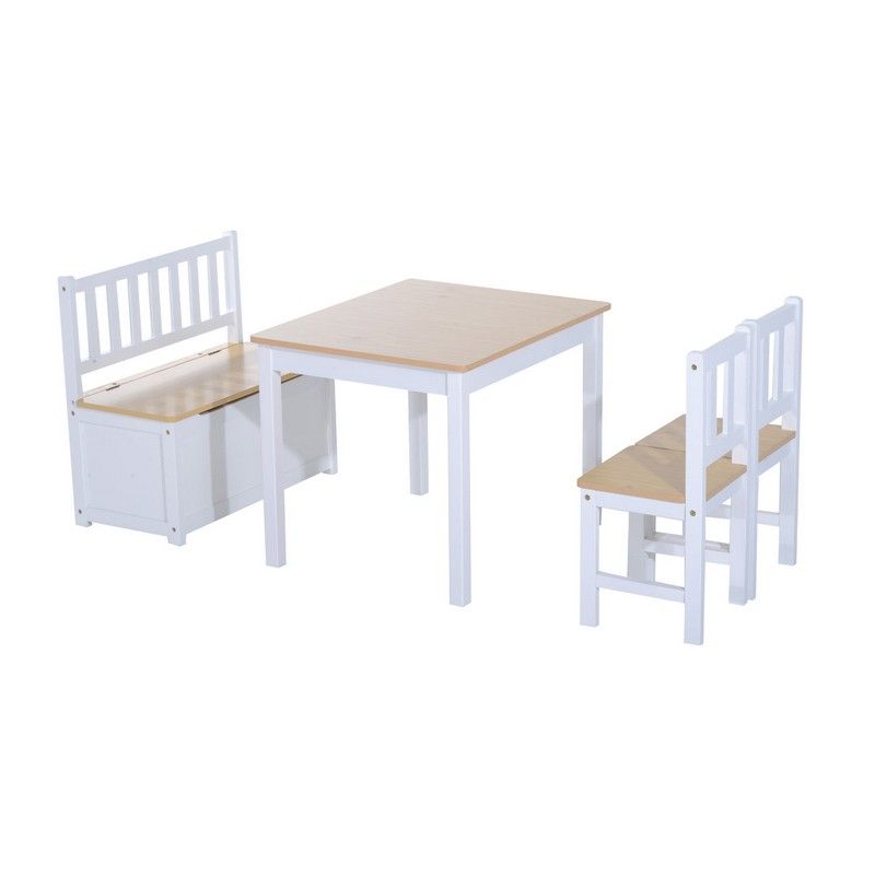 4-Piece Kids Table And Chair Set With 2 Wooden Chairs
