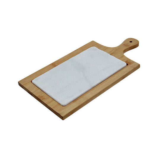 Monzaro White Marble And Bamboo Cheese Board
